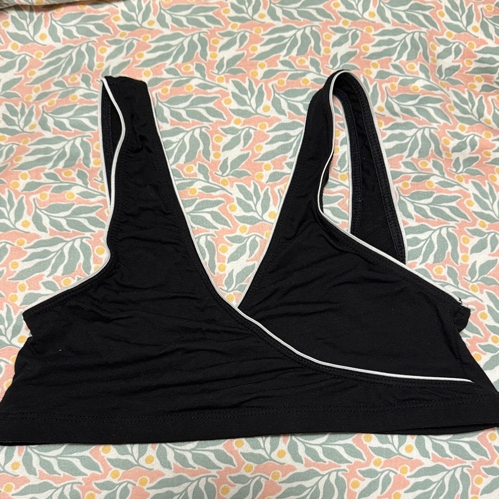 2X$15 Elegant Black Women's Bralette with White Trim